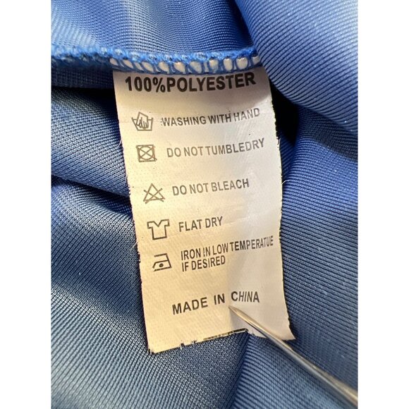 Sunday Up Velvet Mini Dress Large Long Sleeve Pleated V Neck Blue Party Cocktail - Picture 6 of 8